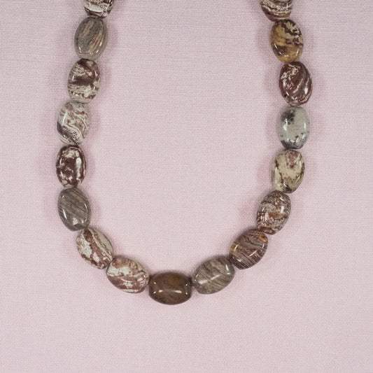 Fancy jasper puffed oval beads