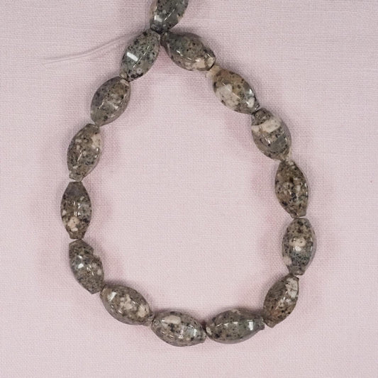 Speckled jasper hexagonal barrel beads