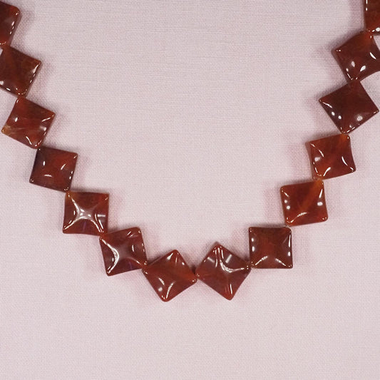 Twisted diamond fire agate beads