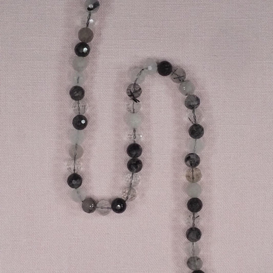 6.5 mm faceted rutilated quartz beads