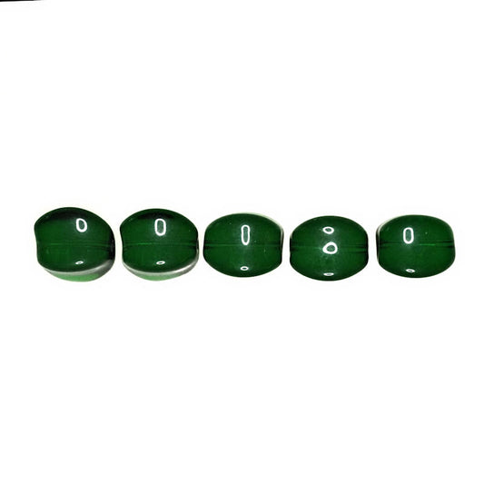 Transparent forest green indented square beads