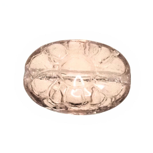 Translucent pink flat oval beads