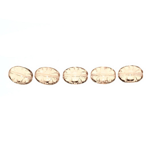 Translucent pink flat oval beads