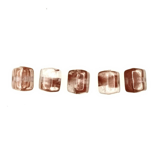 Carnelian colored glass square beads