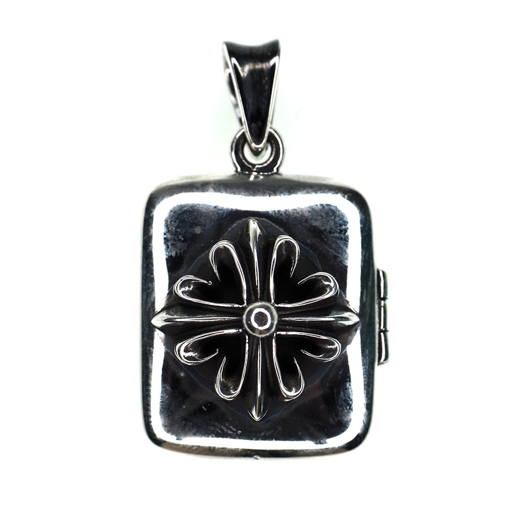 Square sterling silver Maltese cross locket