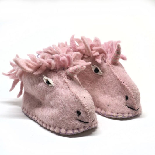 Pink unicorn booties
