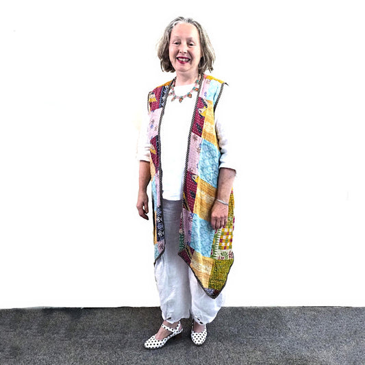 Kantha cloth reversible vest