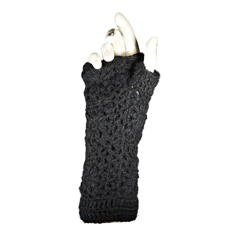 Crocheted wool fingerless gloves