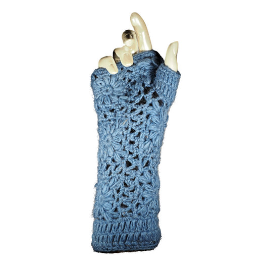 Crocheted wool fingerless gloves