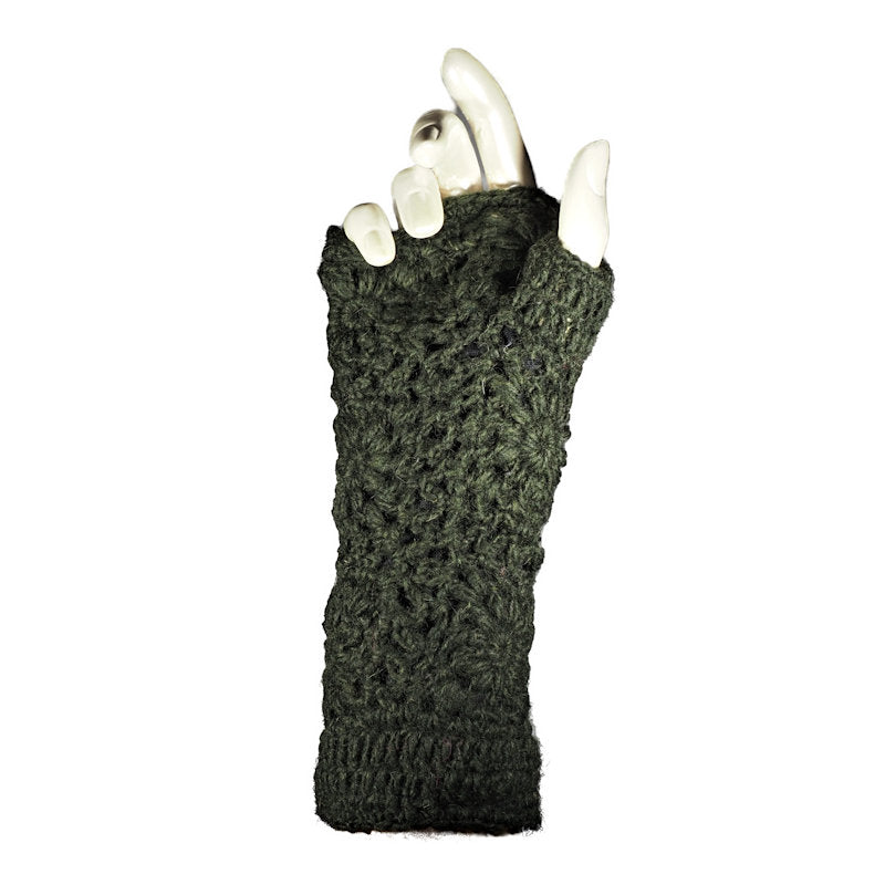 Crocheted wool fingerless gloves