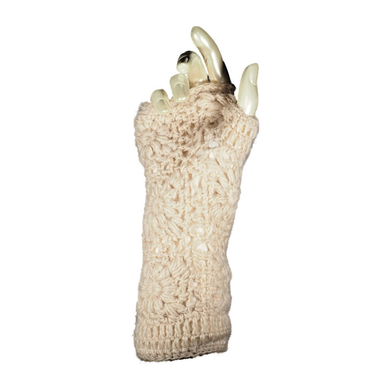 Crocheted wool fingerless gloves