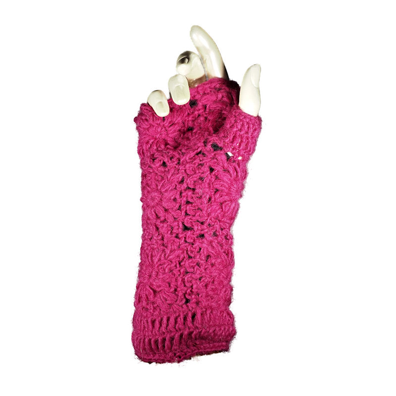 Crocheted wool fingerless gloves