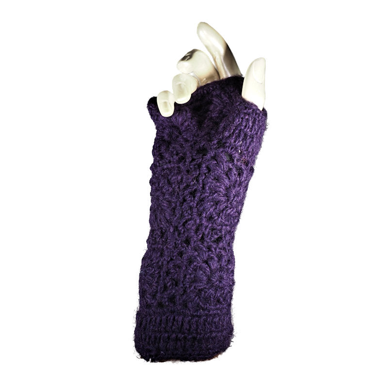 Crocheted wool fingerless gloves