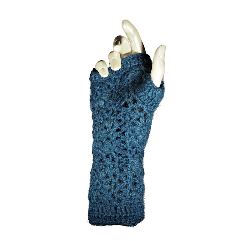Crocheted wool fingerless gloves