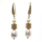 Pearl and gold barrel earrings