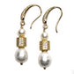 Pearl and gold barrel earrings