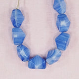 Blue and white hexagonal beads