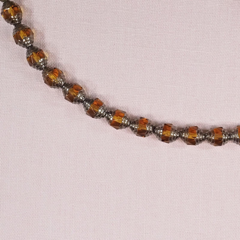 Amber and silver glass cathedral beads