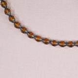 Amber and silver glass cathedral beads