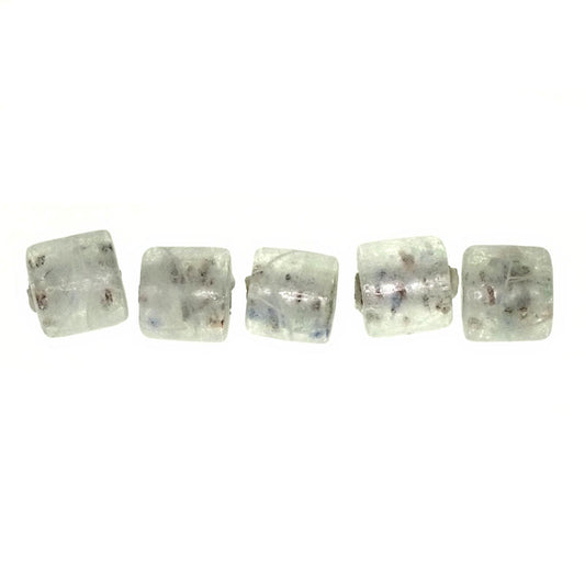 9 mm by 9 or 10 mm by 10 mm glass foil-lined lampwork barrels