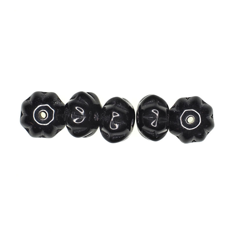 5 mm textured black rondelles
