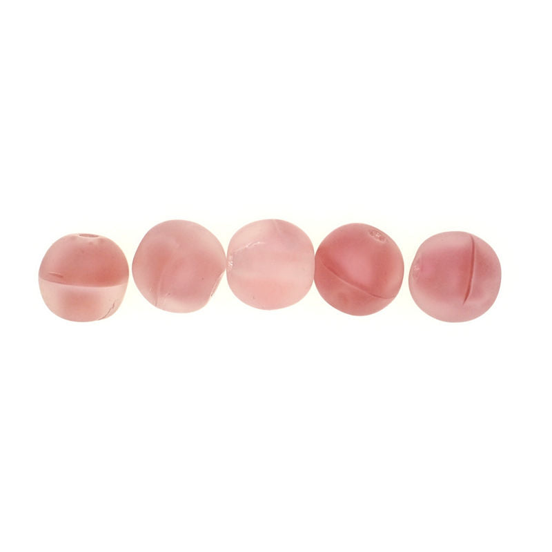 6 mm round frosted pink German glass beads