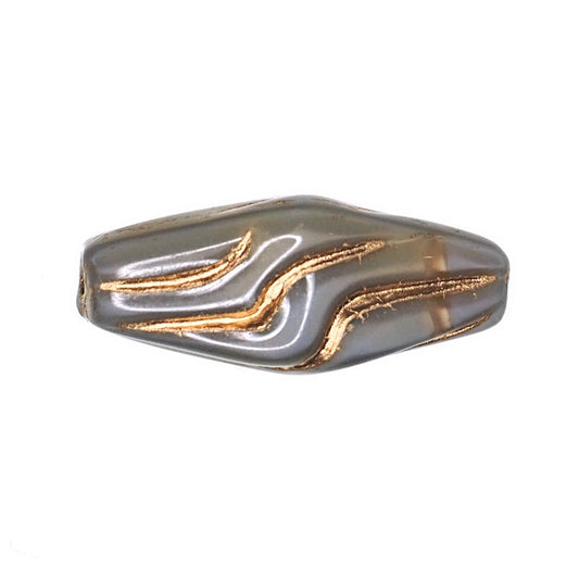 Gold and gray double diamond beads