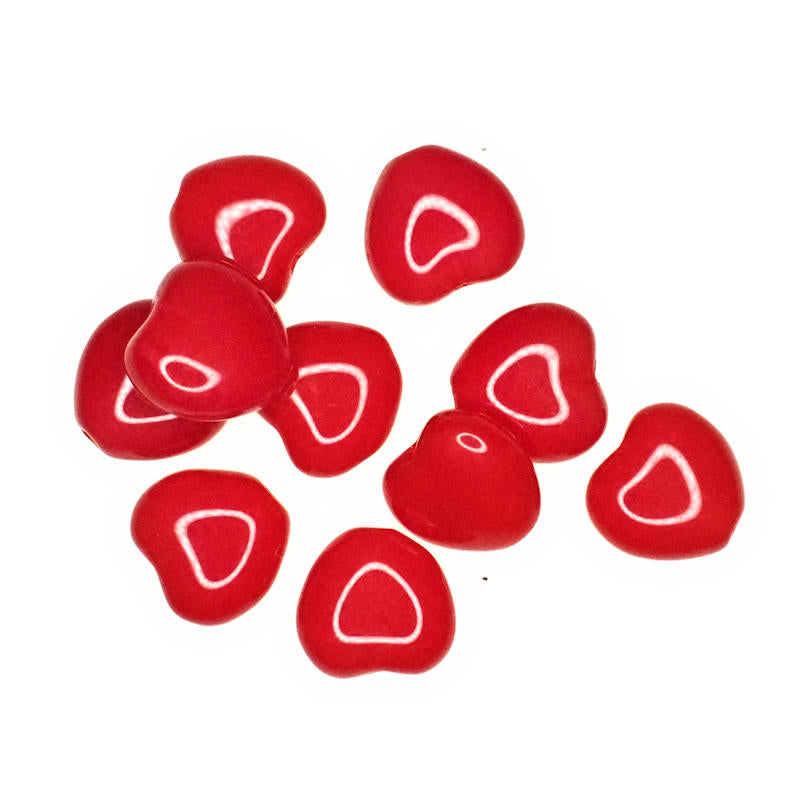 8 mm lipstick red heart beads