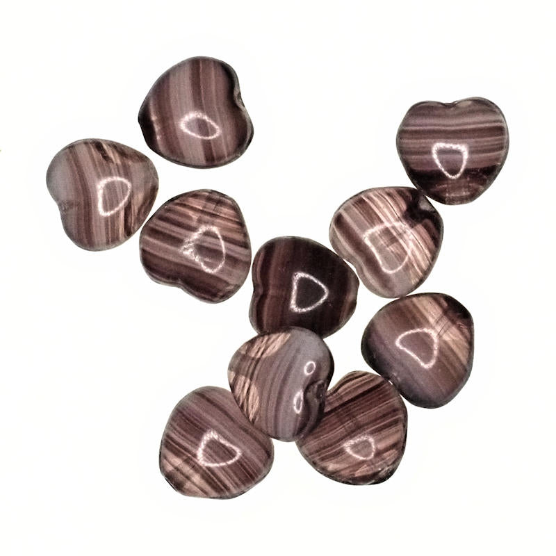 8 mm purple stripe heart beads