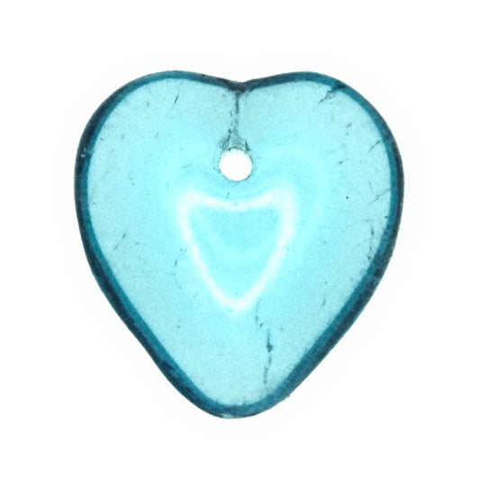 12 mm top-drilled sea blue heart beads