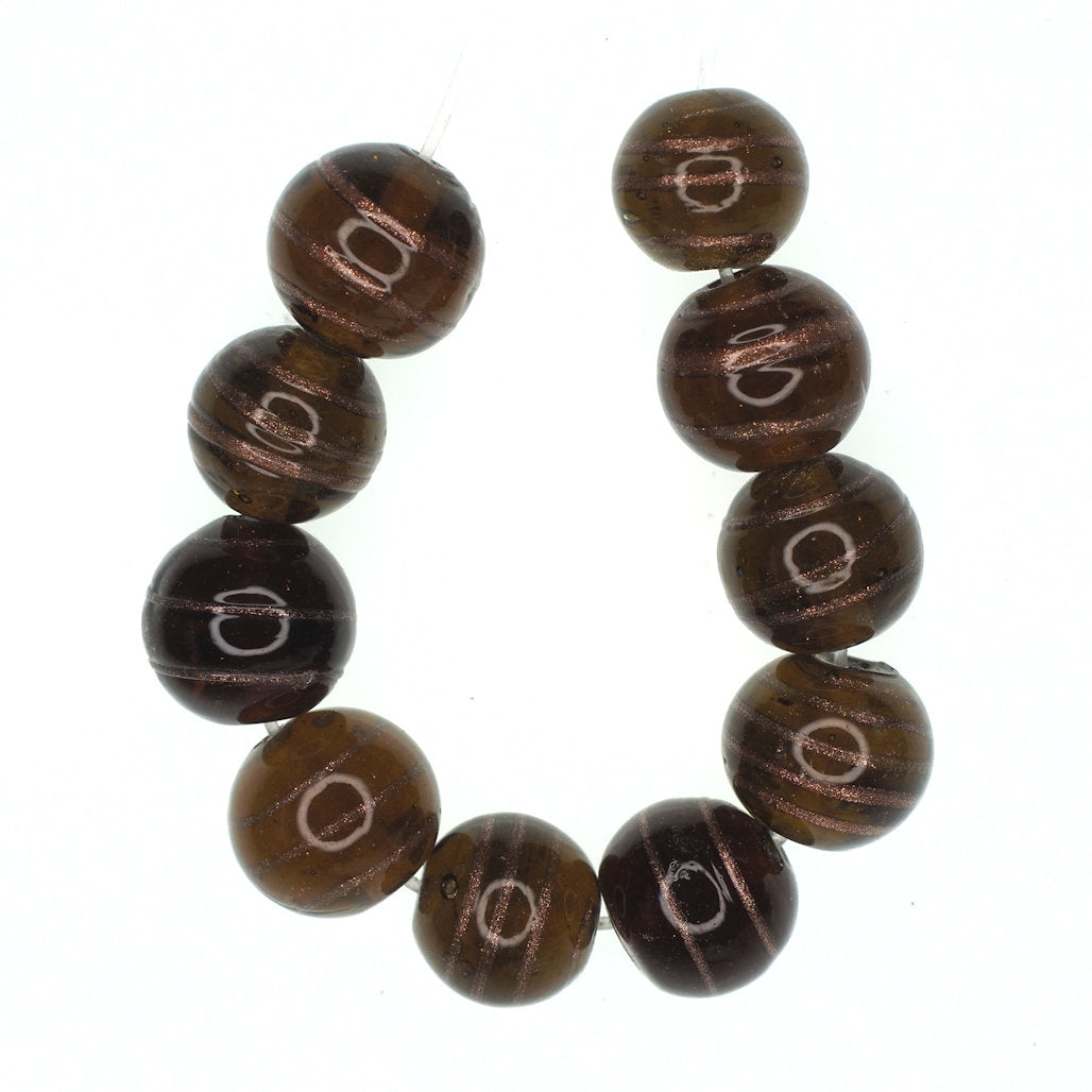 Amber bead with gold stripe