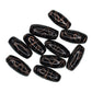 Black round tube bead with gold stripe