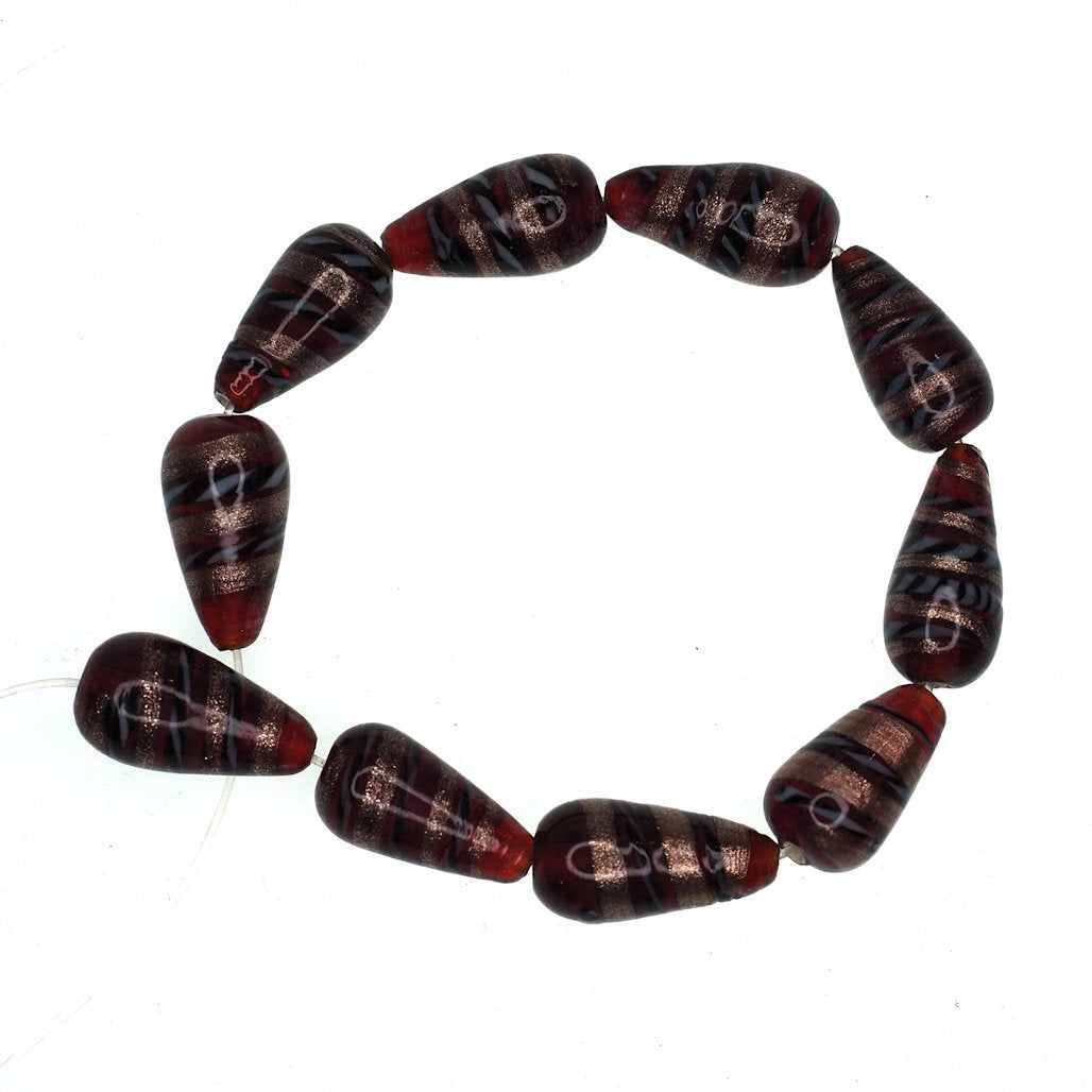 Red and gold teardrop beads
