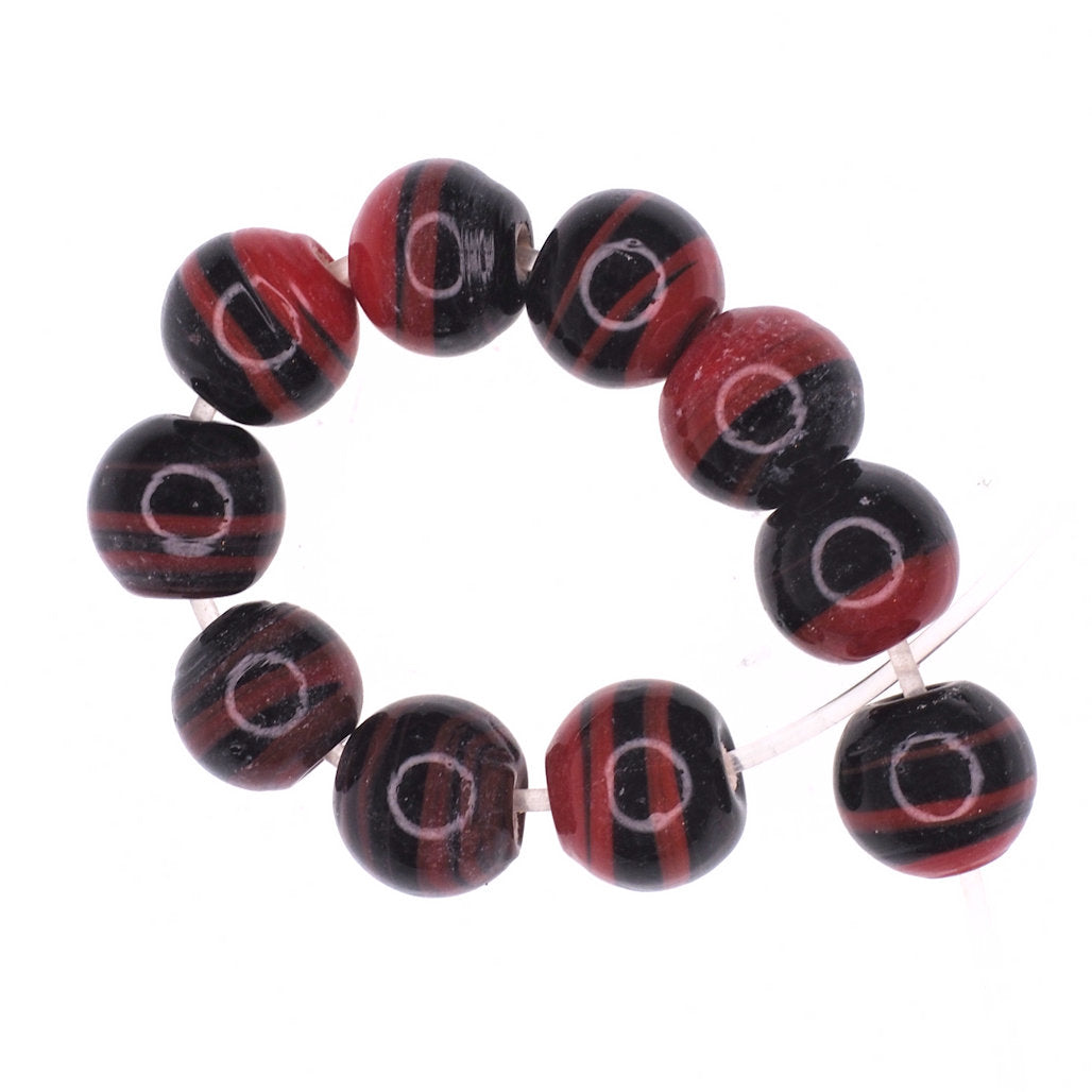 Red and black striped bead