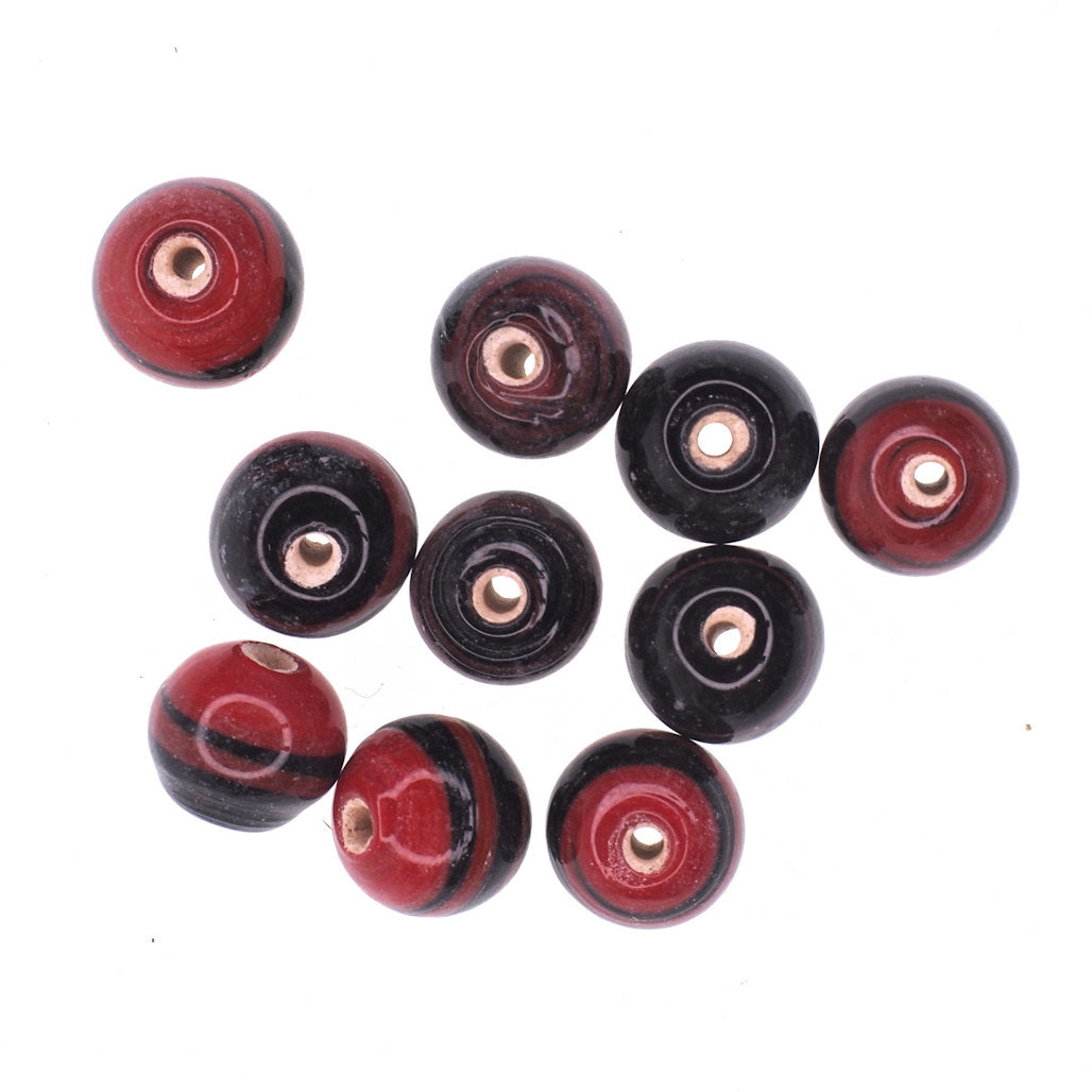 Red and black striped bead