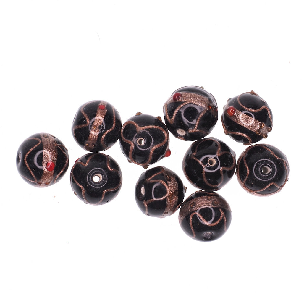 Black bead with gold stripe