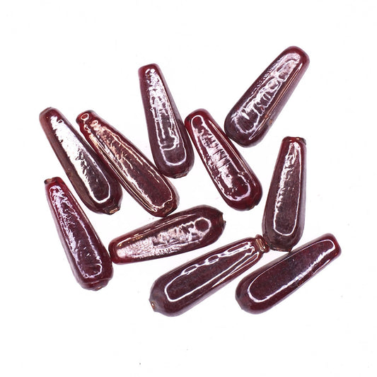 Metallic red four-sided teardrop bead