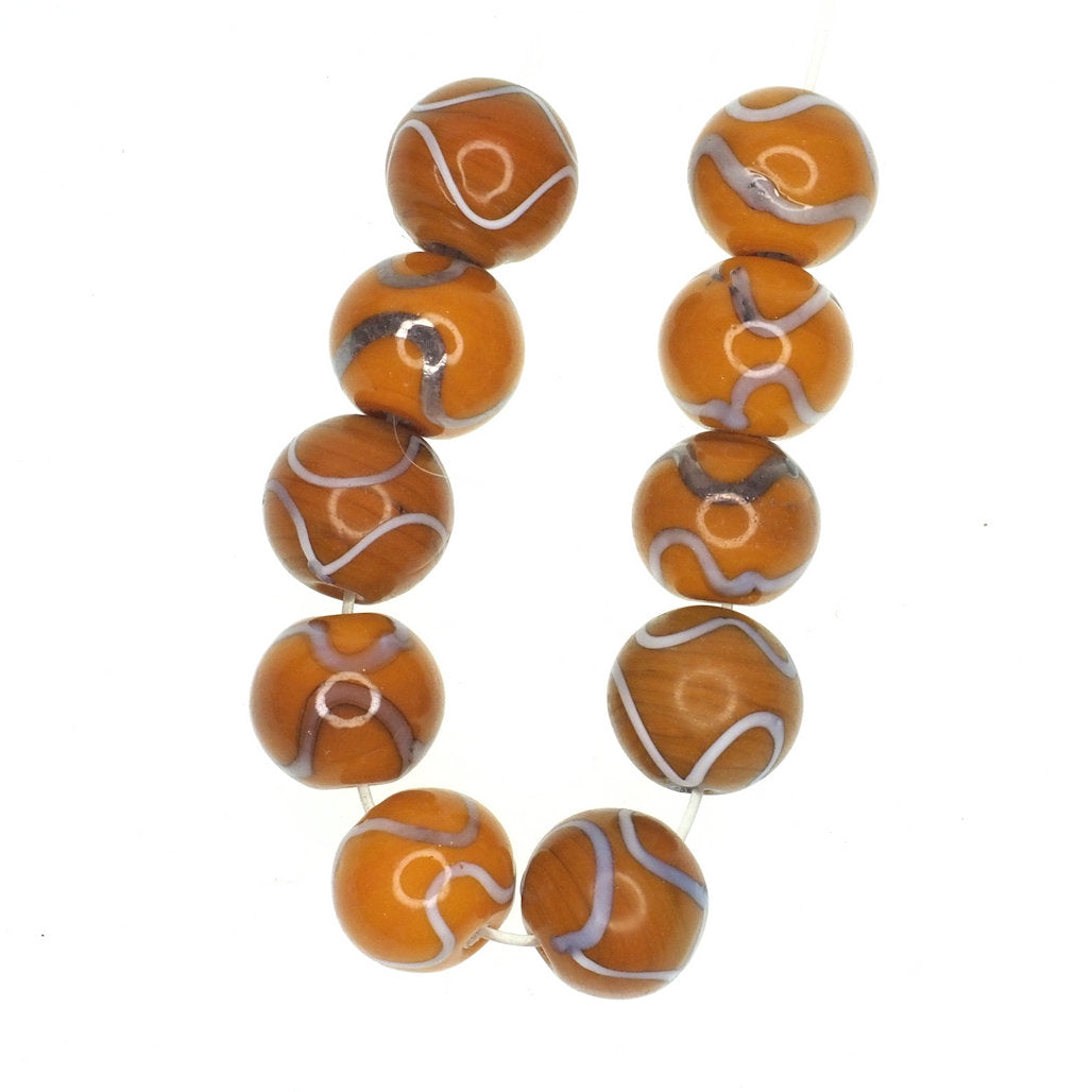 Mustard gold bead with silver stripe