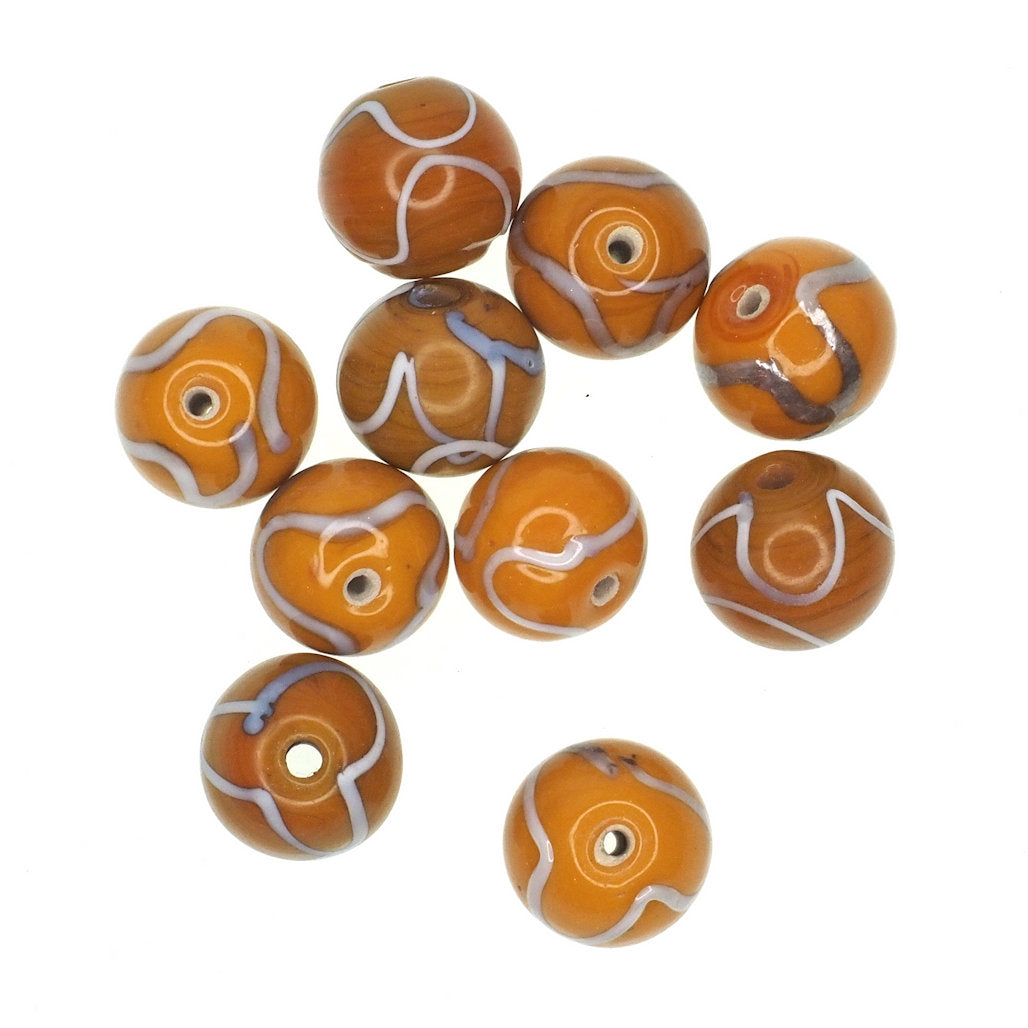 Mustard gold bead with silver stripe