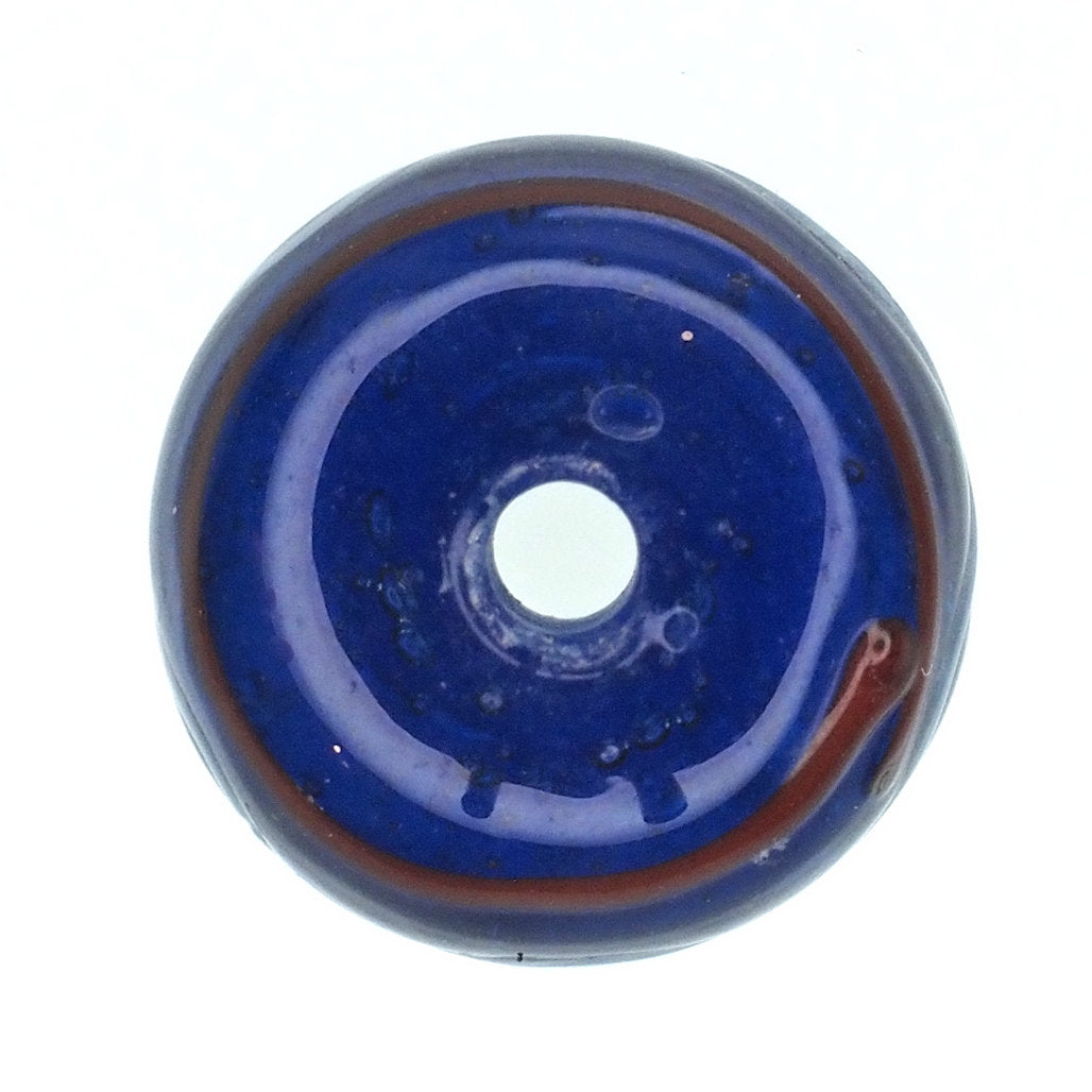 Blue rondelle bead with silver stripe