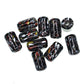 Black background millefiori tube beads