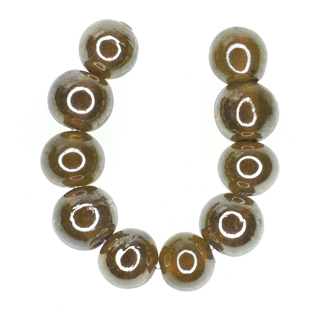 Luminous amber yellow round bead