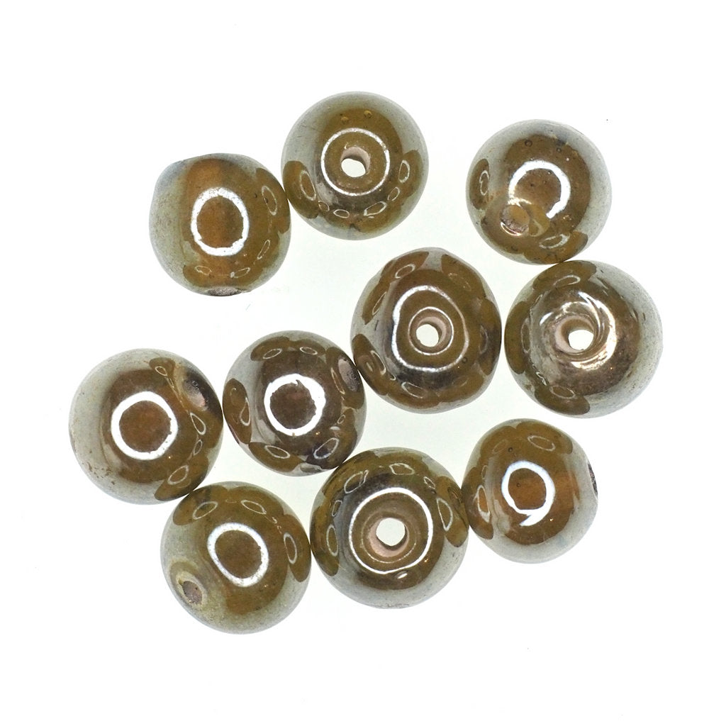 Luminous amber yellow round bead