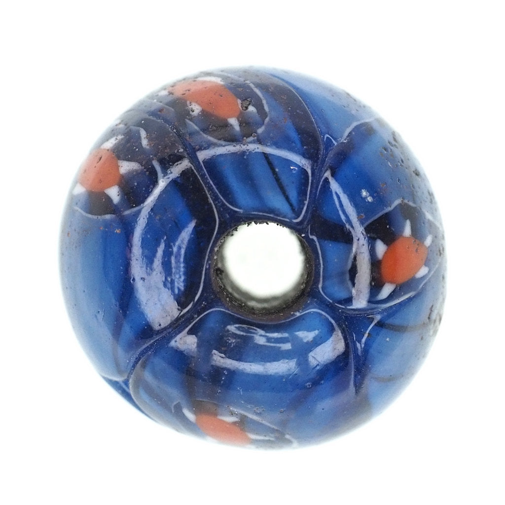 Round blue millefiori bead