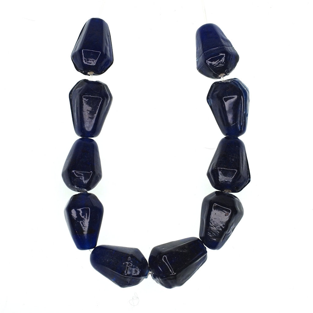 Sapphire blue hexagon drop bead