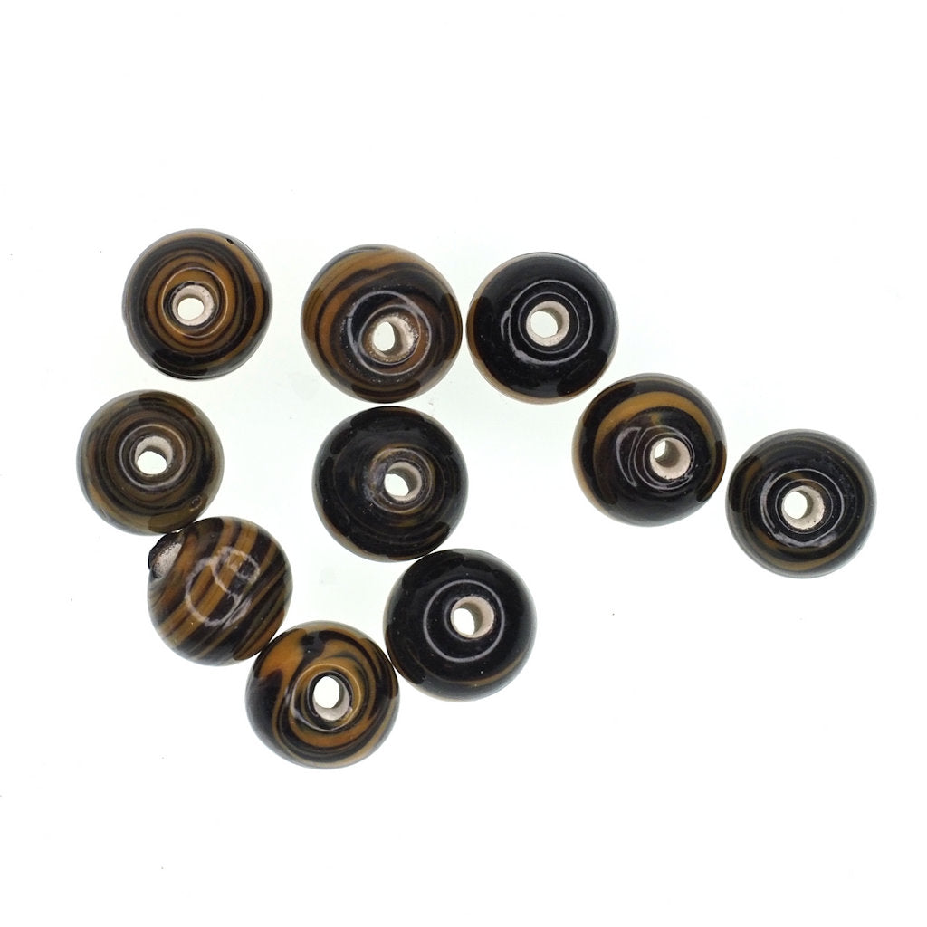 Tan bead with black stripe