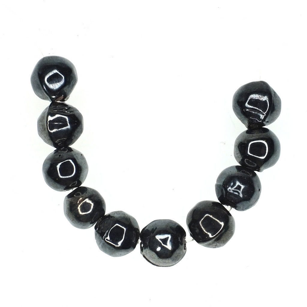 Gunmetal gray round bead