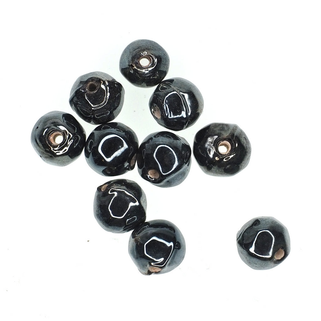 Gunmetal gray round bead