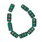 Translucent green tube bead with gold swirl