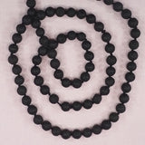 8 mm round black lava mala